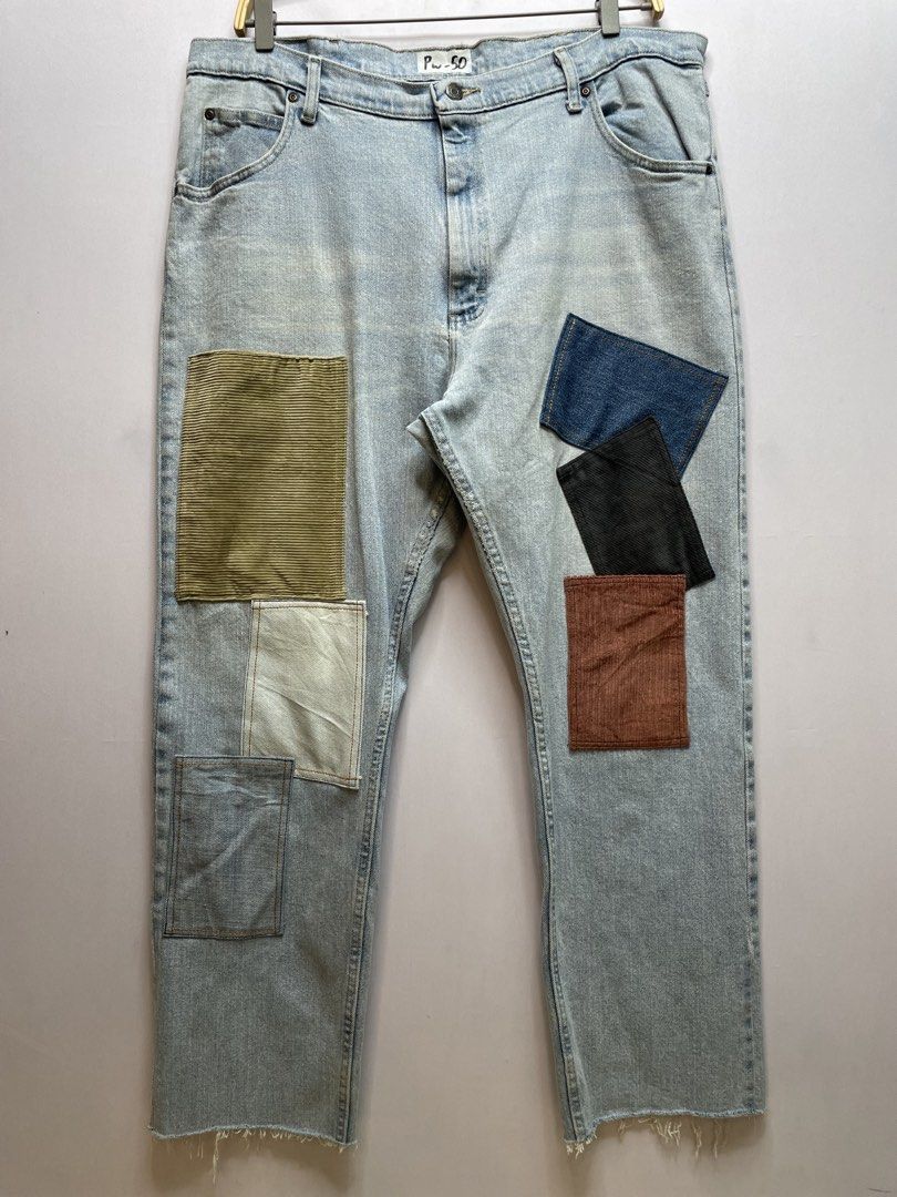 Jeans patchwork (Category: Jeans) located in Tampin. Submitted by mareybundle (Listing ID 1436367056, Image 1). Description: Code=pw-50 Cutting seluar=straightcut Pinggang=41 Peha=14 Open leg=8 Labuh=41 Rm =128 ‼️9.5/10 Jgn lupe follow first IG dan tiktok = mareybundle Utk item2 branded dan jackpot 🎰 Turn on notification utk update yg akan datang❗❗❗ 🛵Kos posto rm10🛵 Dekat kite cod je geng ✌️.