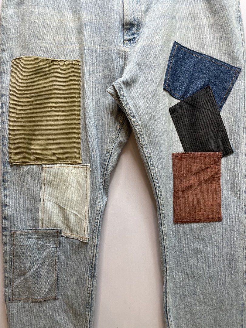 Jeans patchwork (Category: Jeans) located in Tampin. Submitted by mareybundle (Listing ID 1436367056, Image 2). Description: Code=pw-50 Cutting seluar=straightcut Pinggang=41 Peha=14 Open leg=8 Labuh=41 Rm =128 ‼️9.5/10 Jgn lupe follow first IG dan tiktok = mareybundle Utk item2 branded dan jackpot 🎰 Turn on notification utk update yg akan datang❗❗❗ 🛵Kos posto rm10🛵 Dekat kite cod je geng ✌️.