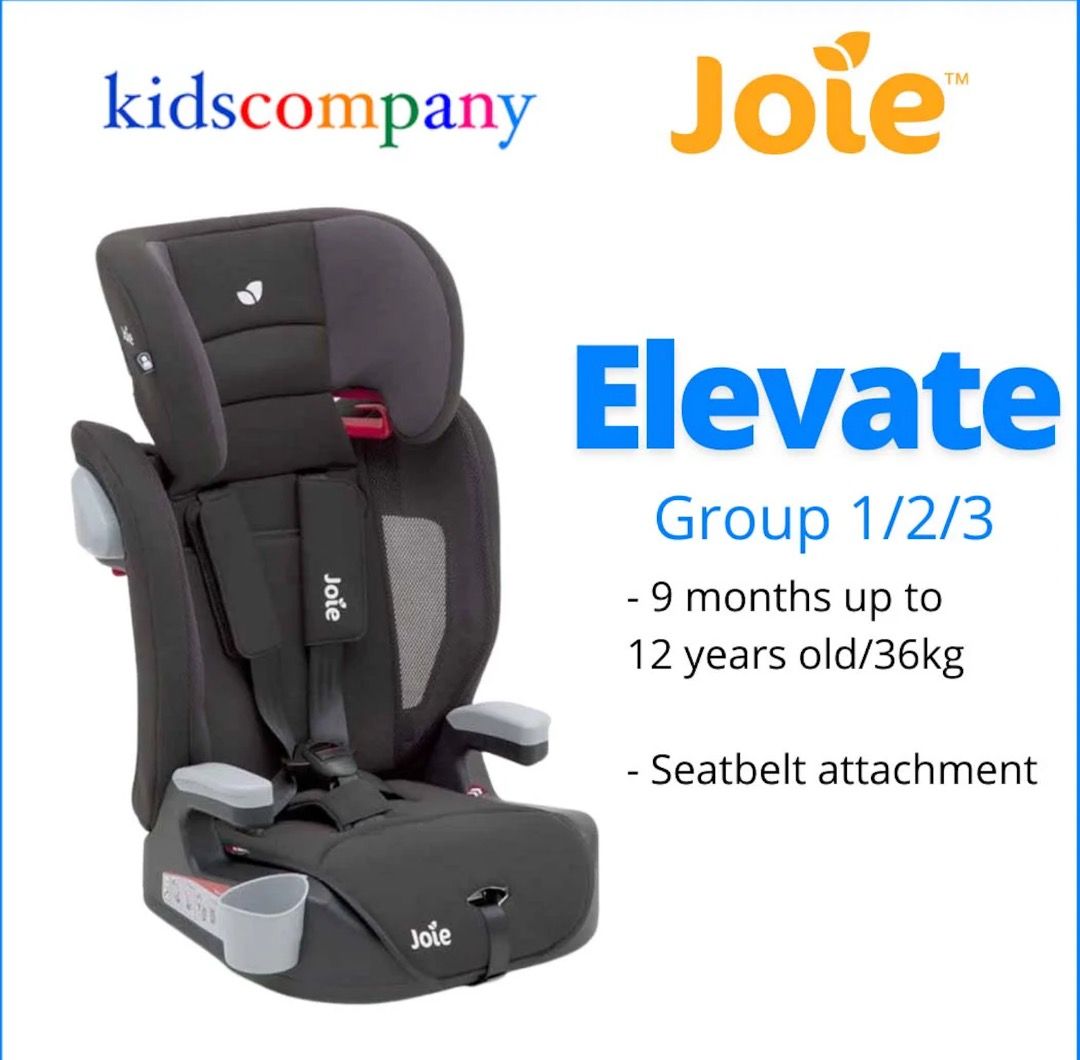 Joie Elevate Car Seat (Two Tone Black) (Category: Car Seats) located in Quezon City. Submitted by maria.claudia (Listing ID 1436360764, Image 3). Description: Joie Elevate Car Seat (Two Tone Black) bought from kidscompany in 2022. Good for children 9 months to 12 years old (up to 36kg). Barely used, very good condition Buyer to shoulder SF Location is QC (near Muñoz).