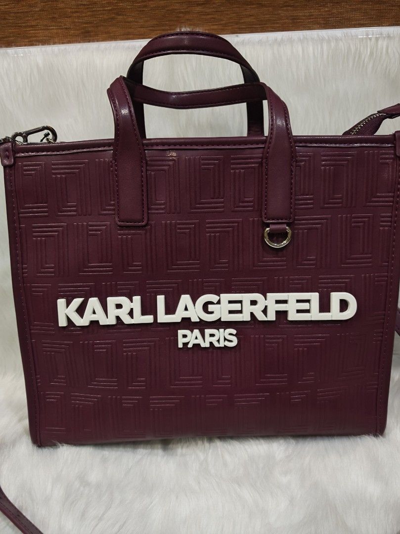 Karl Lagerfeld Tote Bag ORIGINAL (Category: Tote Bags) located in Marikina City. Submitted by BrandedStuffz (Listing ID 1436410556, Image 2). Description: Structured tote with double top handles and a detachable, adjustable crossbody strap Brand New and tag and care card Guaranteed Original and Legit from USA 🇺🇸. Moneyback if proven fake..