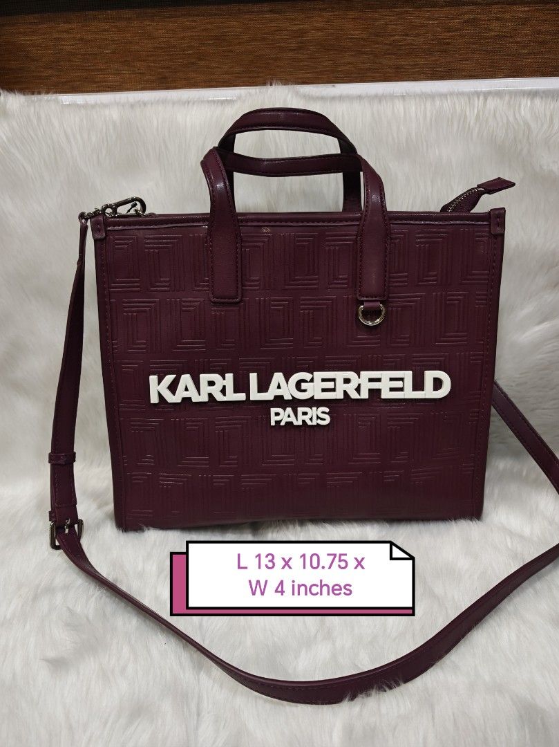 Karl Lagerfeld Tote Bag ORIGINAL (Category: Tote Bags) located in Marikina City. Submitted by BrandedStuffz (Listing ID 1436410556, Image 1). Description: Structured tote with double top handles and a detachable, adjustable crossbody strap Brand New and tag and care card Guaranteed Original and Legit from USA 🇺🇸. Moneyback if proven fake..