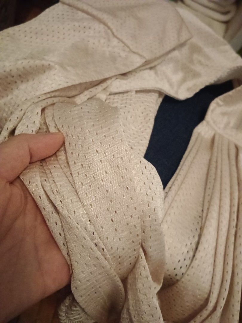 Khaki Baby Wrap Carrier (Category: Carriers & Slings) located in Antipolo. Submitted by erica.magenta (Listing ID 1436315466, Image 2). Description: Great for newborns, smaller. Cool, smooth and snug fabric. Nice khaki color. Used only once. Baby got too big..