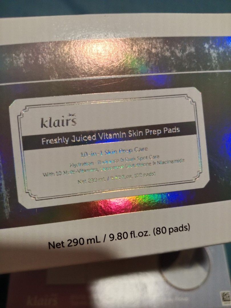 Klairs Vitamin C Prep Pads (Category: Face Care) located in Manila. Submitted by idressupreloved (Listing ID 1436112478, Image 2). Description: Brandnew and sealed Original from Korea 2 pcs available on hand Php 400 each.