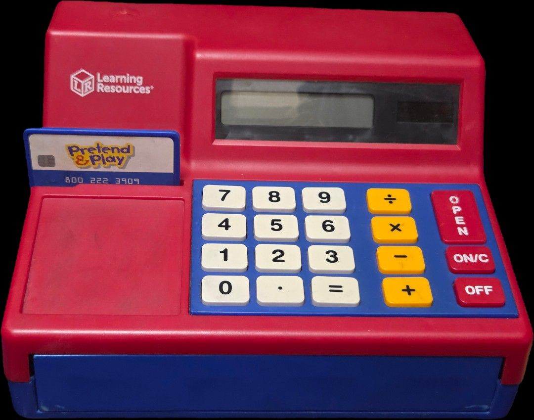 Learning Resources Pretend & Play Cash Register (Category: Educational & Learning Toys) located in Pasig City. Submitted by mrs.ben (Listing ID 1436325561, Image 1). Description: - Learning Resources Pretend & Play Cash Register - Functional calculator - Cash drawer and credit card swipe - Includes play money and pretend credit card - Number and basic math function buttons - Open, on/clear, and off buttons ‼️Preloved condition, please manage your