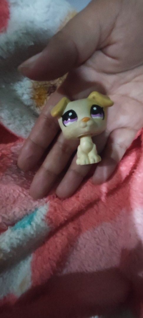 Littlest Pet Shop Dog (Category: Figurines & Statues) located in Subic. Submitted by booley (Listing ID 1436373779, Image 1). Description: - Littlest Pet Shop dog - Light yellow body and ears - Purple eyes and small black nose - "LPS" printed on the back - Small, collectible toy.