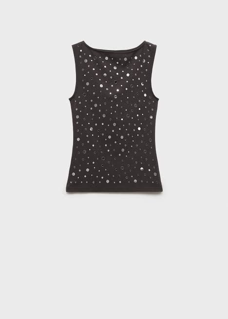 Mango Top with Sequin Detail (Category: Sleeveless) located in Angeles City. Submitted by closetsource (Listing ID 1436328967, Image 3). Description: Worn once Rfs: decluttering Actual photos via dm Mop: gcash only Shipping: j&t.