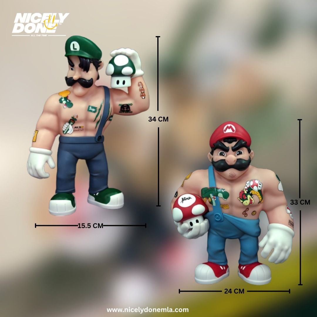 Mario and Luigi Muscle Edition (Category: Figurines & Statues) located in Manila. Submitted by nicelydone31948 (Listing ID 1436359579, Image 3). Description: 🍄 SUPER BROTHERS STREET STYLE 🎮🔥 Not your childhood Mario & Luigi 😮‍🔥 These upgraded collectible figures bring gaming nostalgia with bold street-style attitude. Perfect centerpiece for any gaming room, desk, or shelf 👀 🎨 Premium detailed collectible figure 📏 Up to 34CM tall 🎮 Perfec