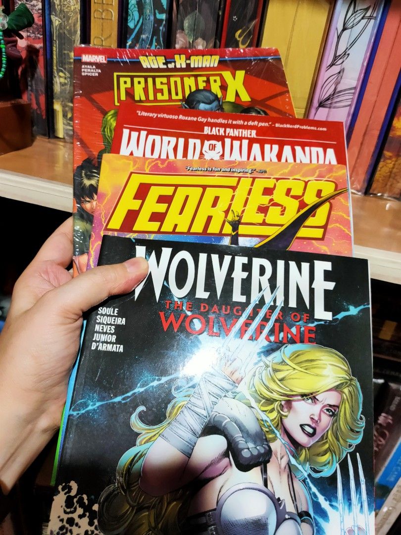 Marvel Comics Brand New (Category: Comics & Manga) located in Cebu City. Submitted by mybookaceshop (Listing ID 1436317725, Image 2). Description: 🌵Marvel Comics Brand New -200 ea or 750 as a set -Wolverine: The Daughter of Wolverine -Fearless -Black Panther: World of Wakanda -Age of X-Men: Prisoner X MOP: Cash/ COD for Cebu City buyers only/ Gcash/ BPI MOD: Lalamove/ Maxim / LBC /JNT / SCO- buyer's risk (no insurance) Location: Cebu City #books