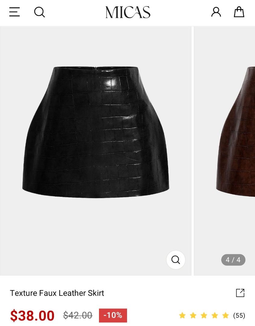 Texture Faux Leather Skirt (Category: Skirts) located in Manila. Submitted by 888ry (Listing ID 1436355892, Image 3). Description: 📍Quezon City - Micas black faux leather skirt - Size: XS - Features a textured design - Zipper closure MOP: GCash MOD: Lalamove / J&T 📌 shipping fee is shouldered by the buyer .