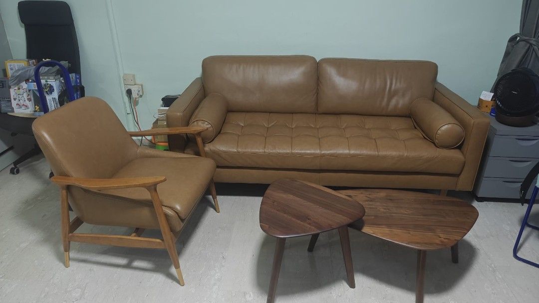 Mid-Century Modern Sofa Set with coffee table