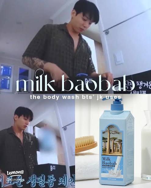 Milk Baobab Body Wash (Category: Bath) located in Pasig City. Submitted by glamandglitz (Listing ID 1436461595, Image 1). Description: - Milk Baobab Body Wash - White musk scent - Original from KOREA - As used by BTS Jungkook! - 1000 ML .