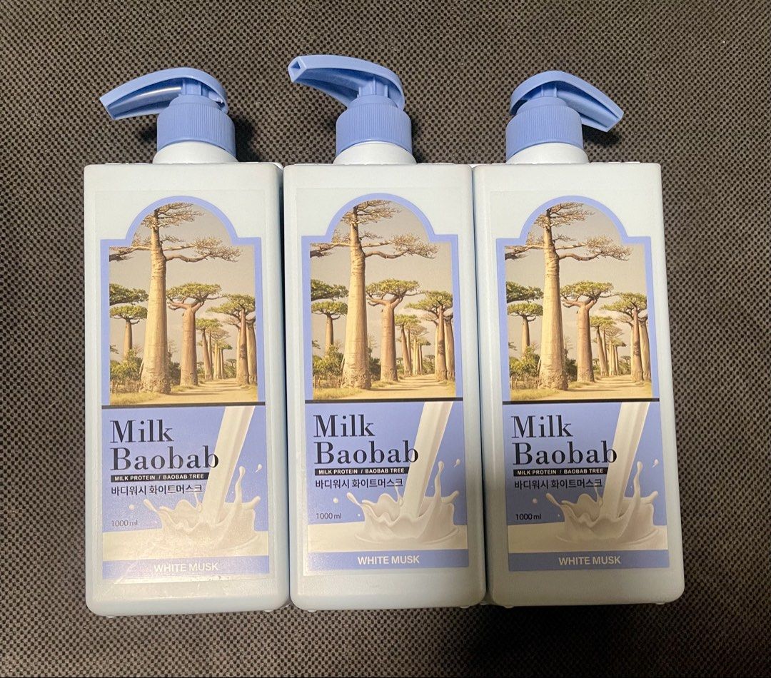 Milk Baobab Body Wash (Category: Bath) located in Pasig City. Submitted by glamandglitz (Listing ID 1436461595, Image 2). Description: - Milk Baobab Body Wash - White musk scent - Original from KOREA - As used by BTS Jungkook! - 1000 ML .