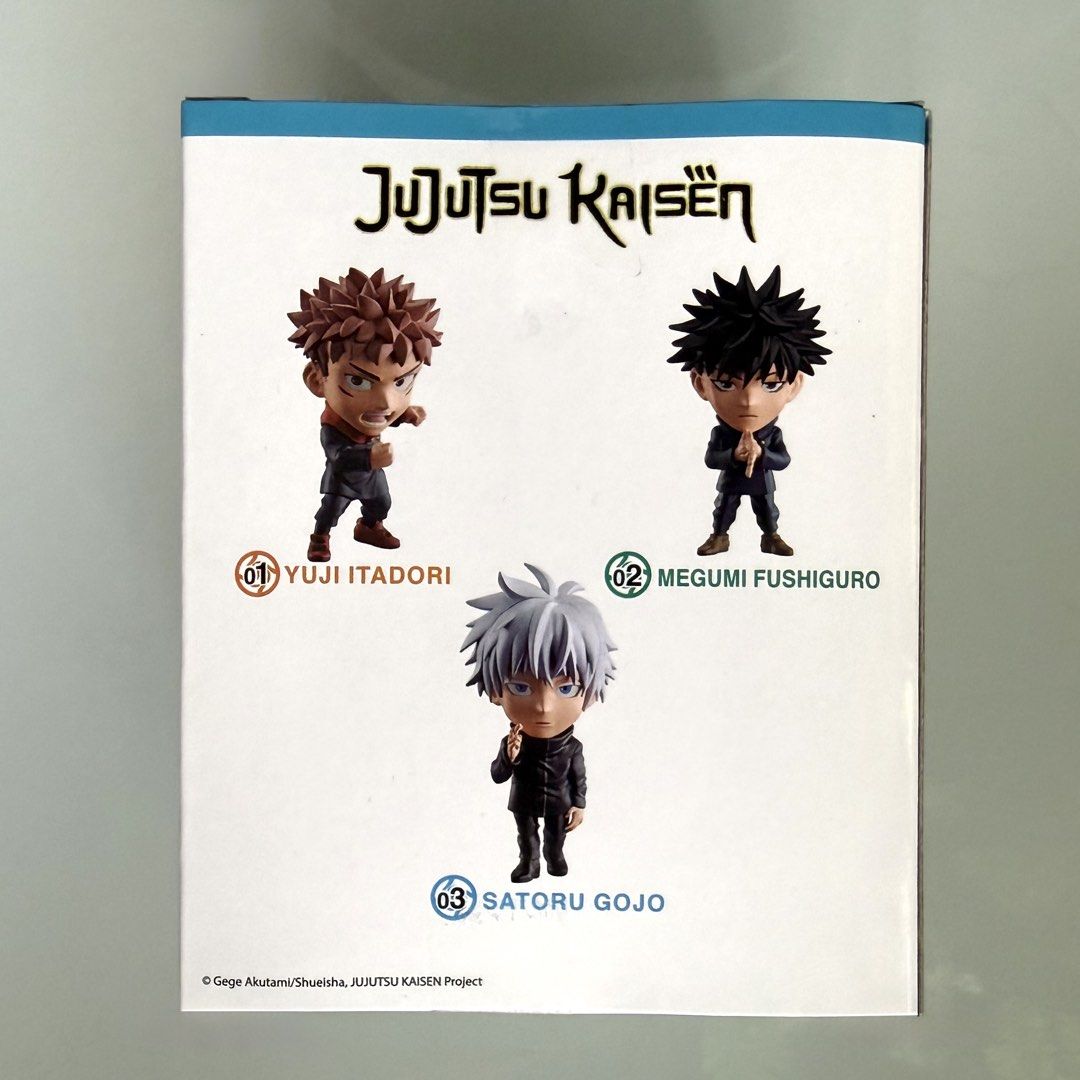 MISB Complete Set of 3 Bandai ChibiMasters Jujutsu Kaisen Megumi Yuji Itadori + Satoru Gojo + Fushiguro Collectible Chibi Masters Action Figures, Authentic, New, Sealed & Unopened in mint Condition (Category: Toy Figures) located in Singapore. Submitted by tudor8 (Listing ID 1436377980, Image 2). Description: Authentic, New, Sealed & Unopened in Mint Condition 😊 Fixed price please, thanks 😊 First come first served basis while stocks last :) Ite