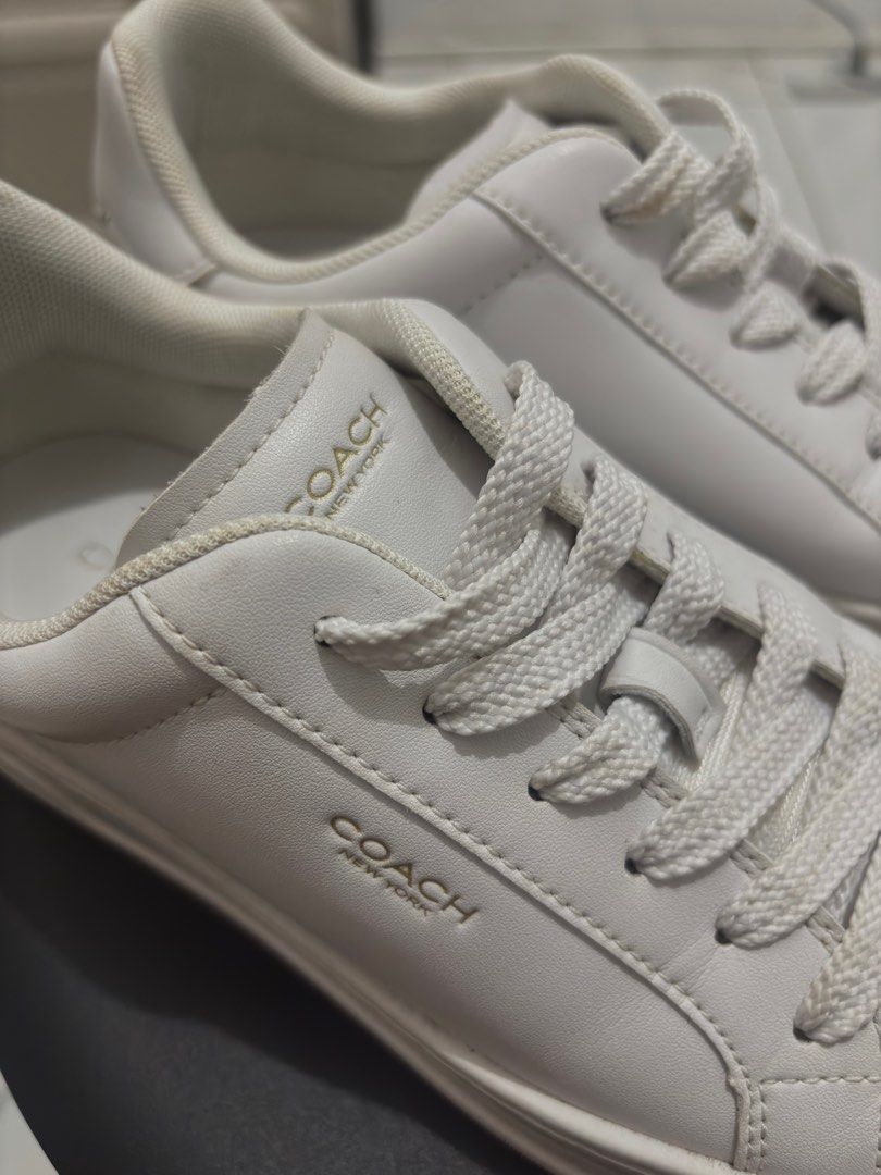 OG Coach Leather White Sneakers (Category: Sneakers) located in Manila. Submitted by alliahcldrn (Listing ID 1436326627, Image 1). Description: Original Coach Leather Shoes from EU 🇫🇷 Used it less than 5x Orig Price: ₱9k++ Price drop since I really want to declutter and I cannot find the box Size 7.5 - Size 8 Rfs: No longer needed. I prefer training shoes lately..