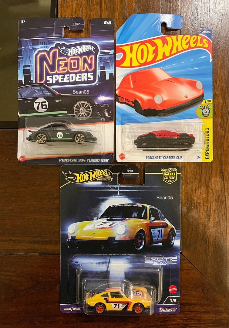 Porsche Hot Wheels (Category: Vehicle & Diecast Models) located in Quezon City. Submitted by bean05 (Listing ID 1436331206, Image 1). Description: For Sale! Hot Wheels Porsche Set of 3 Brand New / Unopened 911 Carrera Clip ‘71 911 [Japan Sticker] 934 Turbo RSR (cracked blister) [Japan Sticker] Price: 800 Location: QC Shipping: Grab/Lalamove @ Buyer’s Risk & Expense Payment: BPI/GCash/Lalamove Pabili PM if interested!.