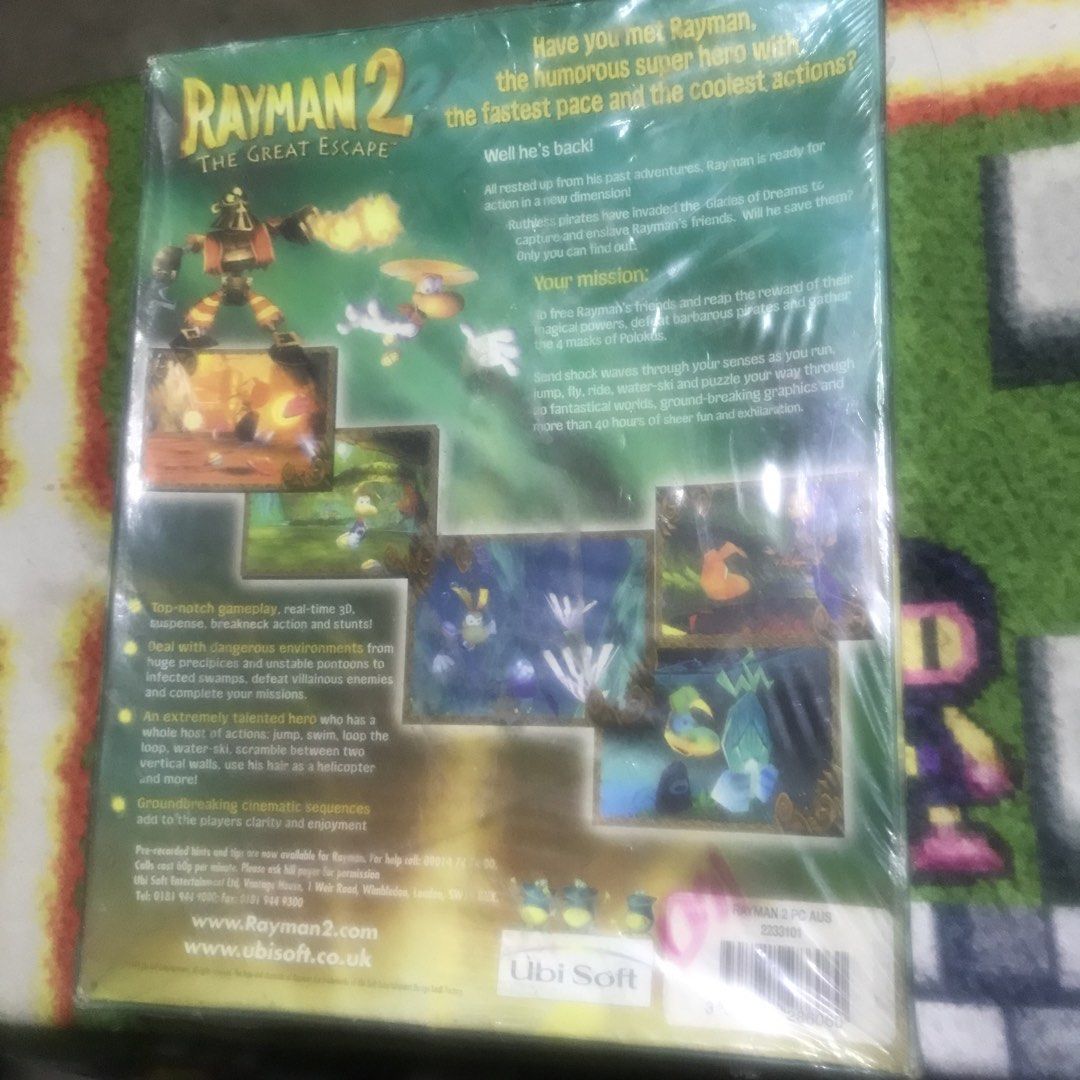 Rayman 2: The Great Escape - Big Box PC Game (Category: Others) located in Rizal. Submitted by makoroku89 (Listing ID 1436304704, Image 2). Description: -Sealed, Never been opened -See on photos for the box condition Note: Please message me first before decide to purchase..