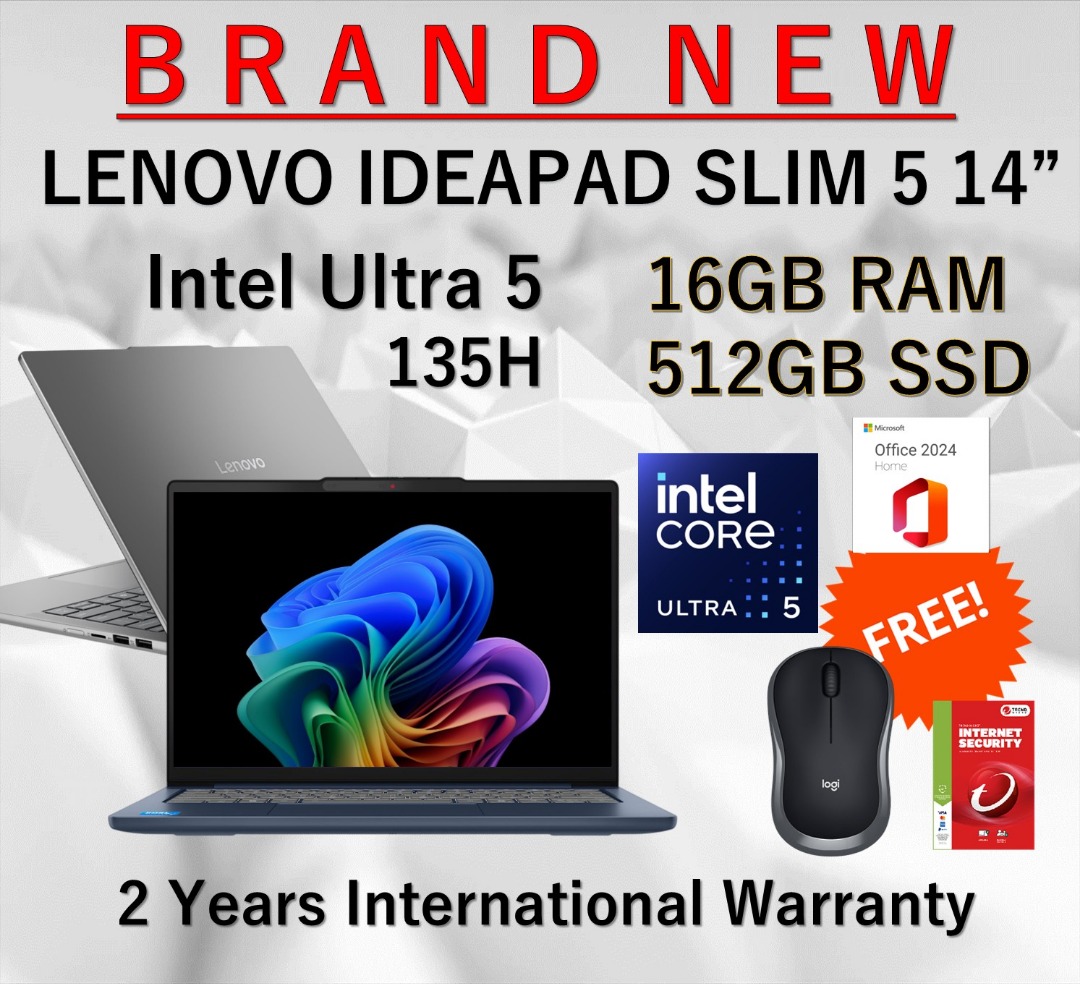 (READY STOCK) LENOVO IDEAPAD SLIM 5 14IMH10 ( Intel Ultra 5-135H, 16GB ...
