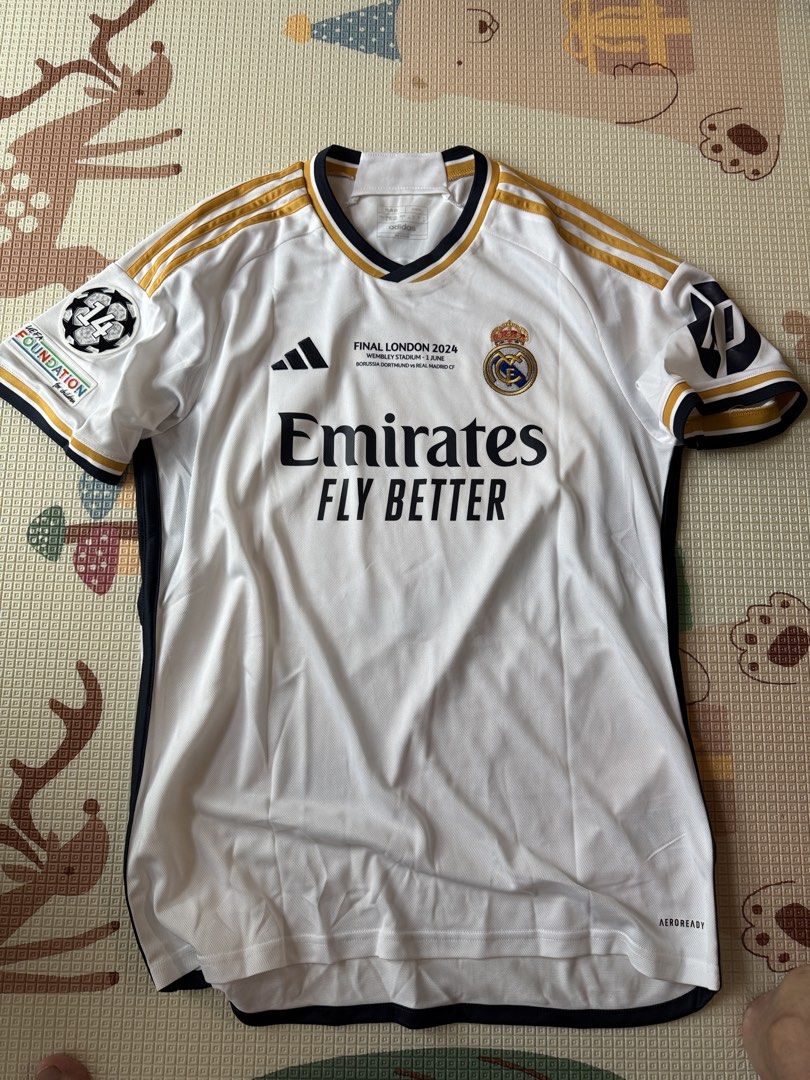 REAL MADRID CF ADIDAS 2023/24 HOME JERSEY (Category: Activewear) located in Singapore. Submitted by meatpuppets (Listing ID 1436298409, Image 1). Description: Adidas BNWT Toni Kroos Size L UCL Finale Match Details and Full UCL Set For serious collectors only Whole Stock Last.