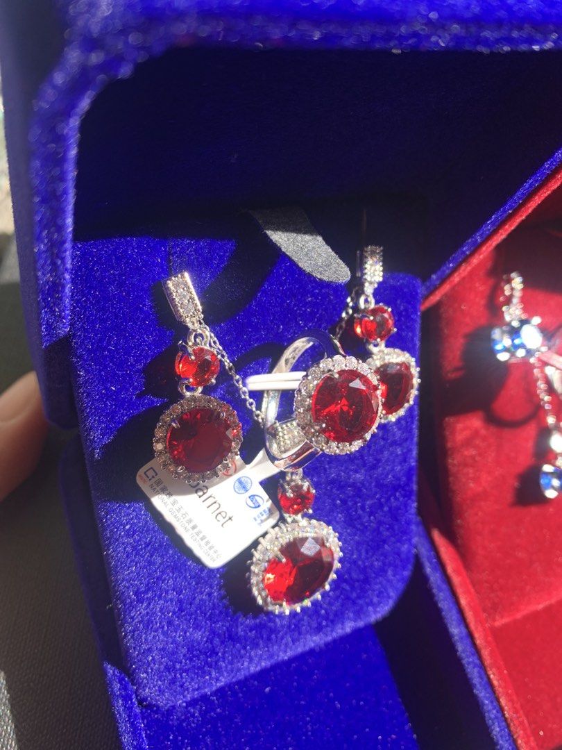RUSH SALE SETS SAPPHIRE GARNET RUBY JADE (Category: Earrings) located in Angeles City. Submitted by aaajaaaded (Listing ID 1436289805, Image 3). Description: SALE FIRM PRICE PAYMENT FIRST VIA G THIS HAS INDIVIDUAL POSTINGS FOR MORE DETAILS SELLING AS BUNDLE RFS: LAST SETS, CLEARING OUT STOCKS NO TO LOW BALLERS AND TIME WASTERS PLS HQ MYANMAR JADE(rare find) with sparkly shiny zircons IN PLATINUM SILVER MICRO PLATING NON-MARKED HQ SAPPHIRE MARKED 