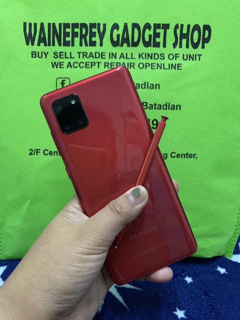 SAMSUNG NOTE10 Lite 8/128 (Category: Samsung) located in San Juan City. Submitted by wainefrey10 (Listing ID 1436452368, Image 1). Description: SAMSUNG NOTE10 LITE 8/128 (PLEASE SEARCH MO NALANG FULL SPECS) ALL GOODS AT WORKING OPEN-LINE Dual sim GAMING PHONE SCREEN TESTED SIGNAL TEST CAMERA MALINAW HONEST ISSUE ILALAGAY SA NOTE KUNG MERON MAN PARA AWARE KA! NOTE* *SEE POSTED PICTURES Hindi masyado MAKINIS lalo na sa charging pin banda at May lig