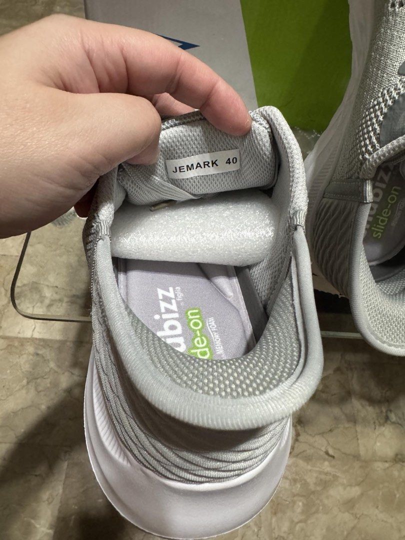 Shubizz by Figlia Gray Sneakers Size 40 (Category: Sneakers) located in Quezon City. Submitted by babybutton2018 (Listing ID 1436409679, Image 3). Description: - Gray Shubizz by Figlia sneakers - Size 40 - Breathable knit upper - White soles - Slide-on style - Textured soles for grip - Includes original box.