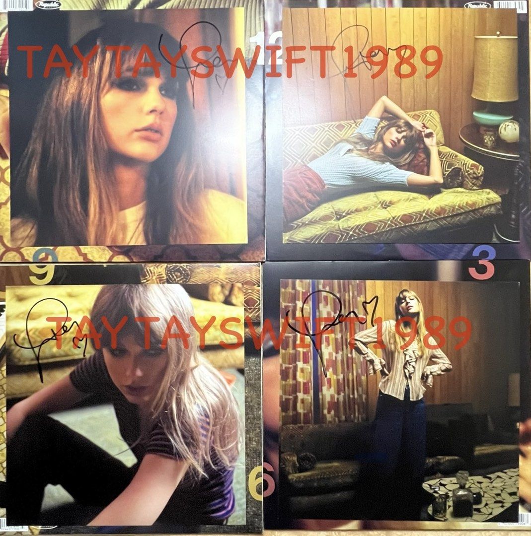 Signed Midnights Vinyl Taylor Swift Complete Set (Category: Vinyls) located in Manila. Submitted by taytayswift1989 (Listing ID 1436343102, Image 1). Description: 💙Unsealed but never played 💙All variants With Hype Sticker 💙Signed Midnights Vinyl inserts 💙2/4 long autograph 💙Moonstone - Long Signature (almost full Autograph) 💙Mahogany - Long Signature .