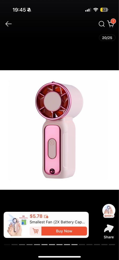 Smallest Handheld Fan (2X Battery Capacity)