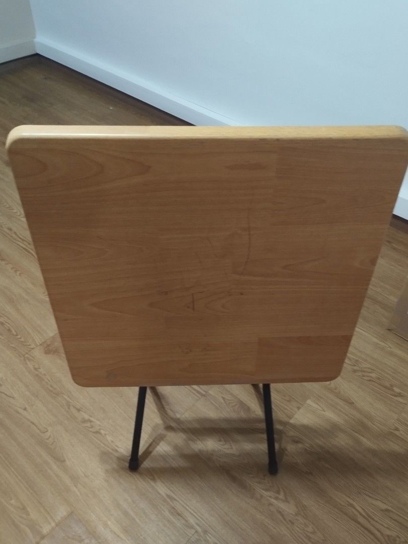 Square Folding Table - Wooden Top, Black Legs