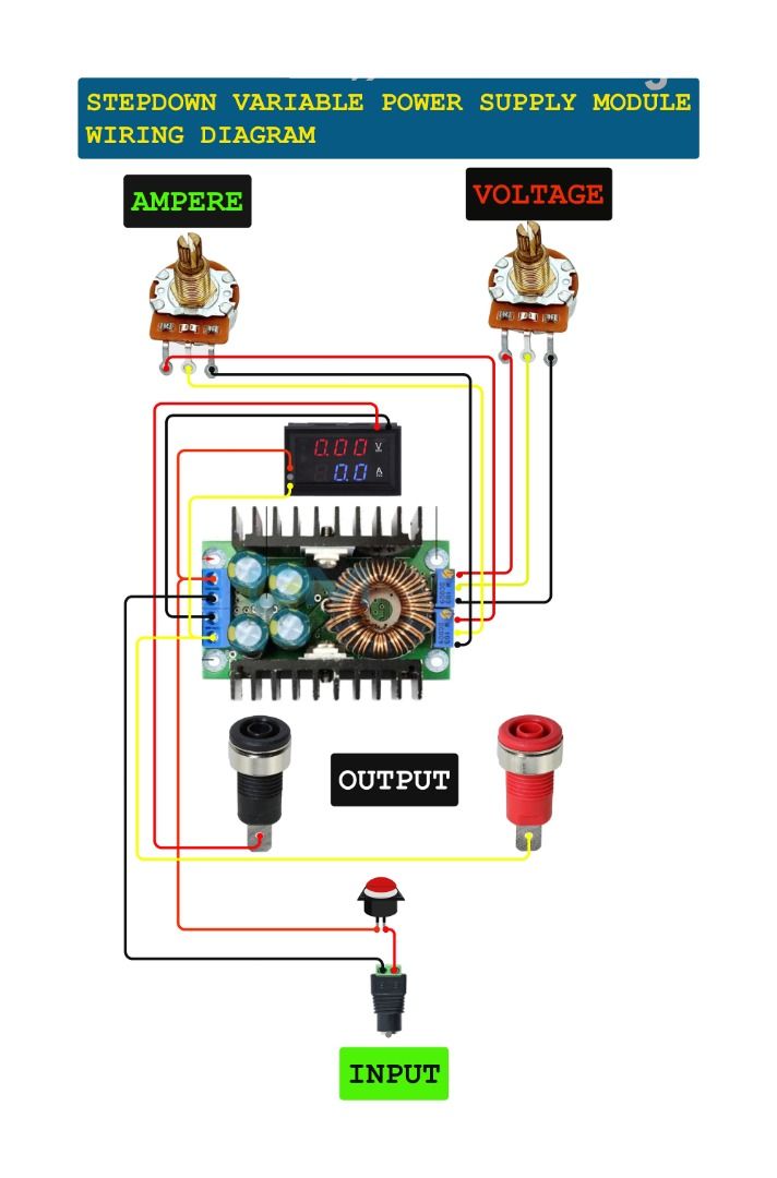 STEPDOWN VARIABLE POWER SUPPLY MODULE (Category: Electrical, Adaptors & Sockets) located in Quezon City. Submitted by besteinpc (Listing ID 1436330196, Image 1). Description: STEPDOWN VARIABLE POWER SUPPLY MODULE FEATURES: MATERIALS USED: 👉a. 1pc 4x4 SQUARE BOX 👉b. 1pc VOLTMETER AMMETER 👉c. 2pcs 10K 6-PIN POTENTIOMETER 👉d. 2pcs Banana Socket Post Nuts 👉e. 1pc Switch button round 2-pin 👉f. 1pc ADJUSTABLE STEPDOWN BUCK CONVERTER 9A 300W XL401