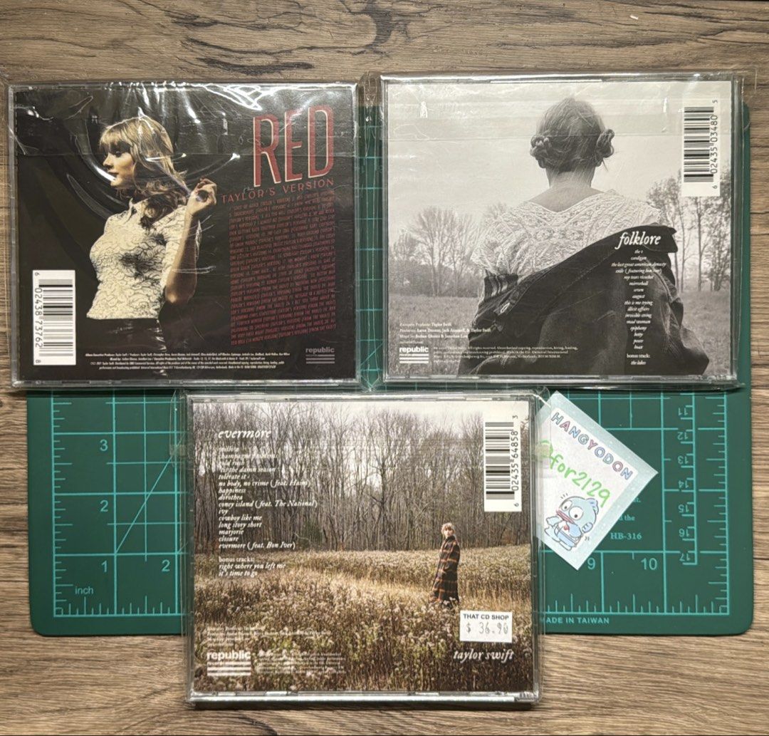 Taylor Swift CD Albums SET (Category: CDs & DVDs) located in Manila. Submitted by for2129 (Listing ID 1436444421, Image 2). Description: ❗️❗️DISCOUNT FOR SURE BUYER 💿 Red (Taylor’s Version) CD Album, Stereo 💿 Folklore Taylor Swift CD, “In The Trees” Album, Deluxe Edition 💿 Evermore Taylor Swift CD Album, Deluxe Edition - all cds are in M/NM condition, no issues and used only once - all cds’ inserts and case are original and included RFS: declu