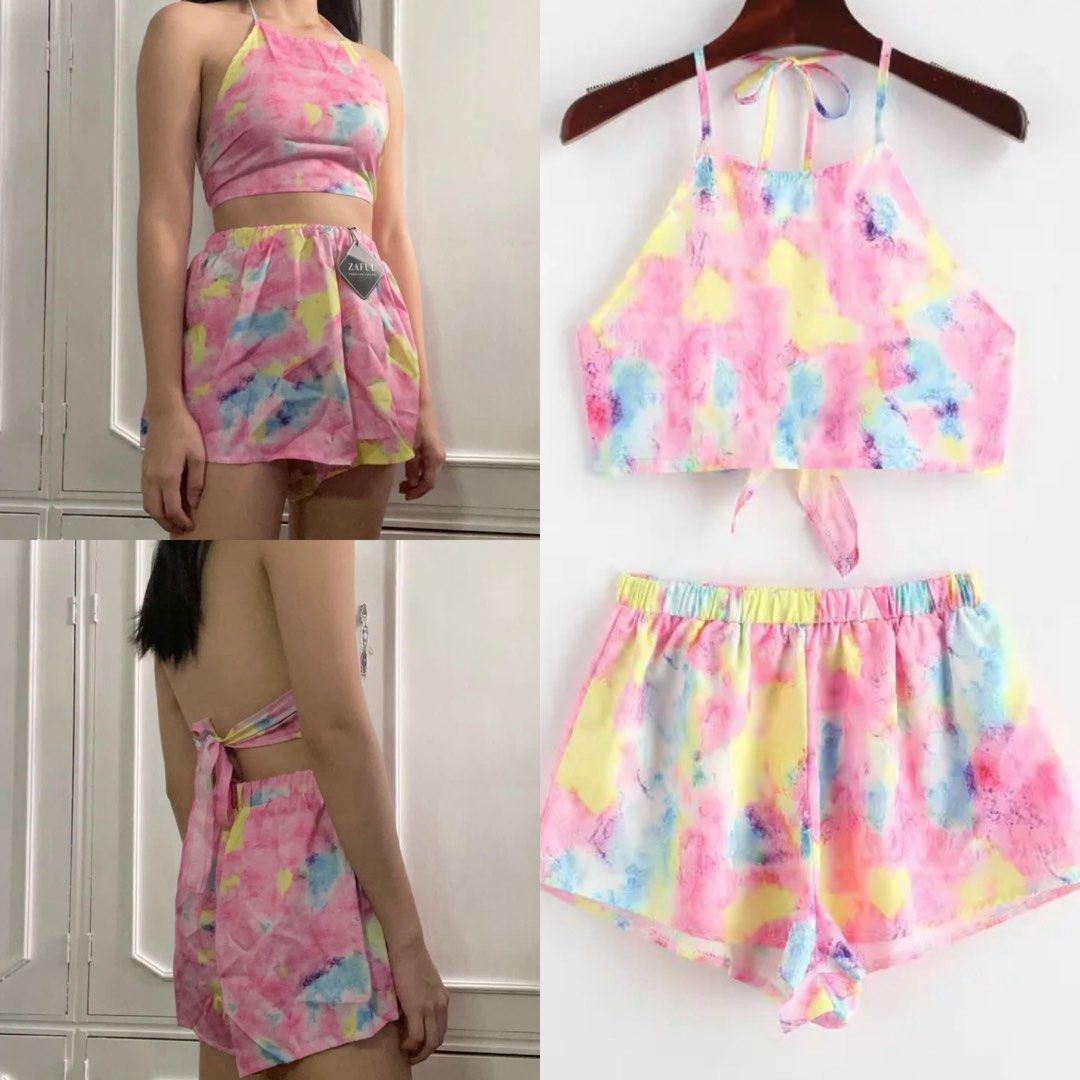 Tie-dye Halter Top and Shorts Set (Category: Sets or Coordinates) located in Pasig City. Submitted by sichi.ph (Listing ID 1436369096, Image 1). Description: .