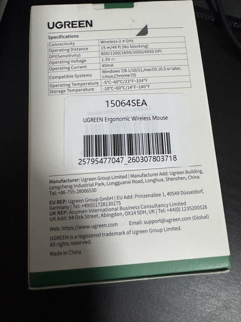 UGREEN 2.4G Ergonomic Wireless Mouse447026608808939521