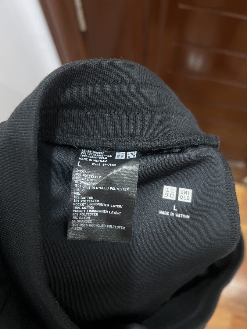 Uniqlo Black Pants - Size L (Category: Other Bottoms) located in Manila. Submitted by limonee (Listing ID 1436394523, Image 3). Description: RFS: decluttering Loc: Tondo MOP: GCash, Maribank, Maya MOD: J&T, Lalamove, Grab.