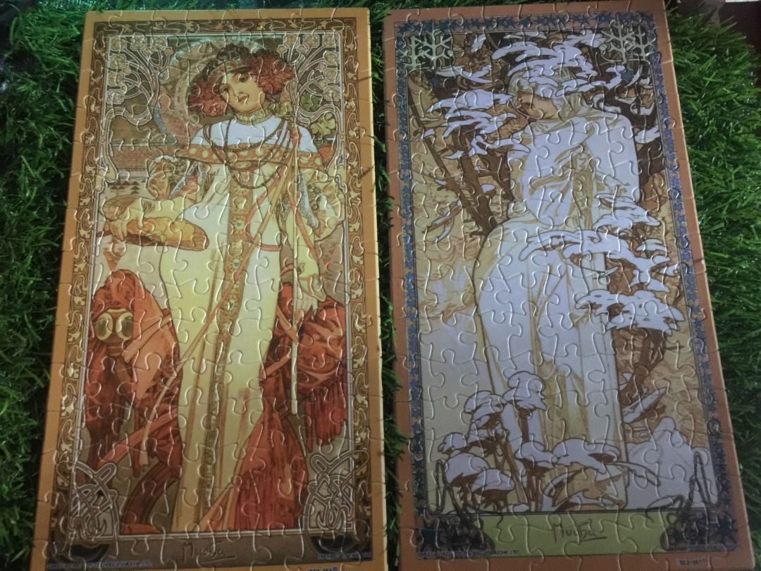 Vintage Alphonse Mucha Art Nouveau Jigsaw Puzzle Set (4 Designs) (Category: Vintage Collectibles) located in Manila. Submitted by findyourtreasure10 (Listing ID 1436357316, Image 2). Description: Selling this beautiful set of art-style jigsaw puzzles inspired by classic vintage illustrations. Perfect for collectors, display, or relaxing hobby! 🧩 Details: 4 different puzzle designs (as shown in photos) Elegant vintage / art nouveau style Fully as
