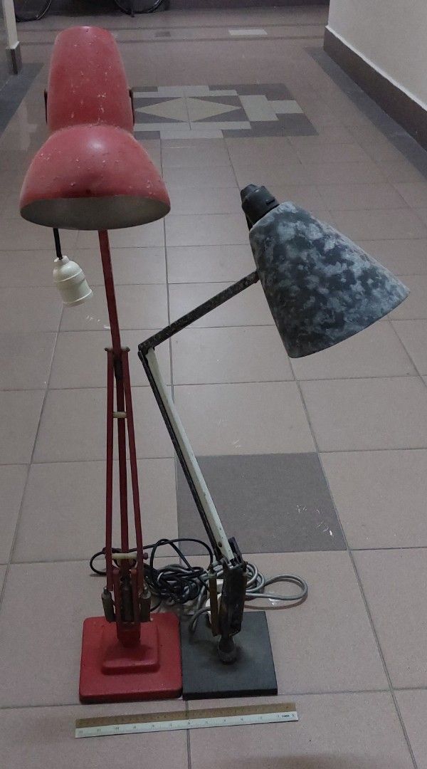 Vintage Desk Lamps - Red and Grey