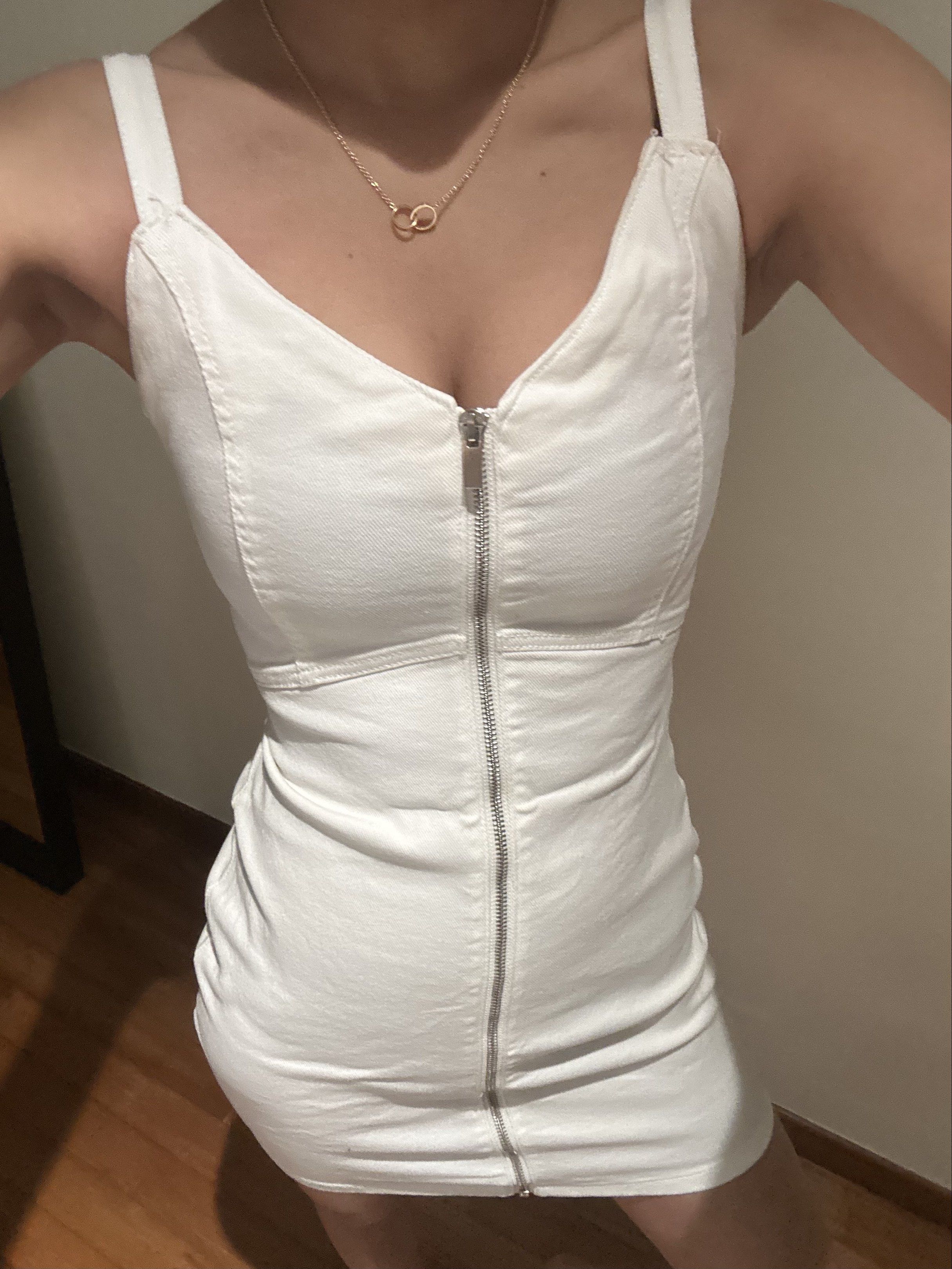 bershka white mini dress Bershka Drop Waist Mini Dress Black White