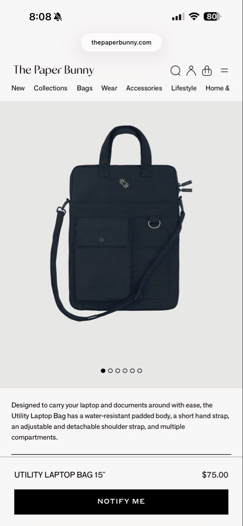 WTT The Paper Bunny Utility Laptop Bag 15”