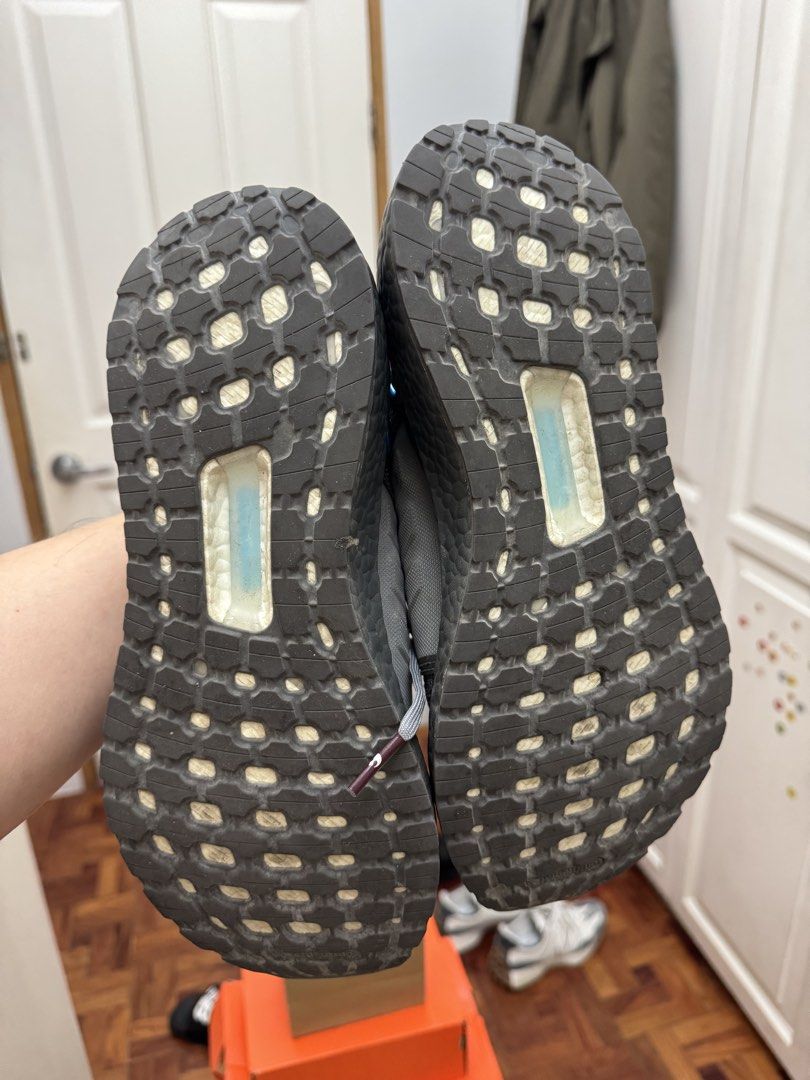 Adidas Ultraboost 19 Star Wars (Category: Sneakers) located in Manila. Submitted by choppee (Listing ID 1436488817, Image 3). Description: - Adidas Ultraboost 19 Star Wars edition - Grey upper with burgundy and blue accents - Features "Jump to Lightspeed" and "Never Tell Me The Odds" heel prints - Dark grey soles - Comes with original box featuring Adidas and Star Wars logos.