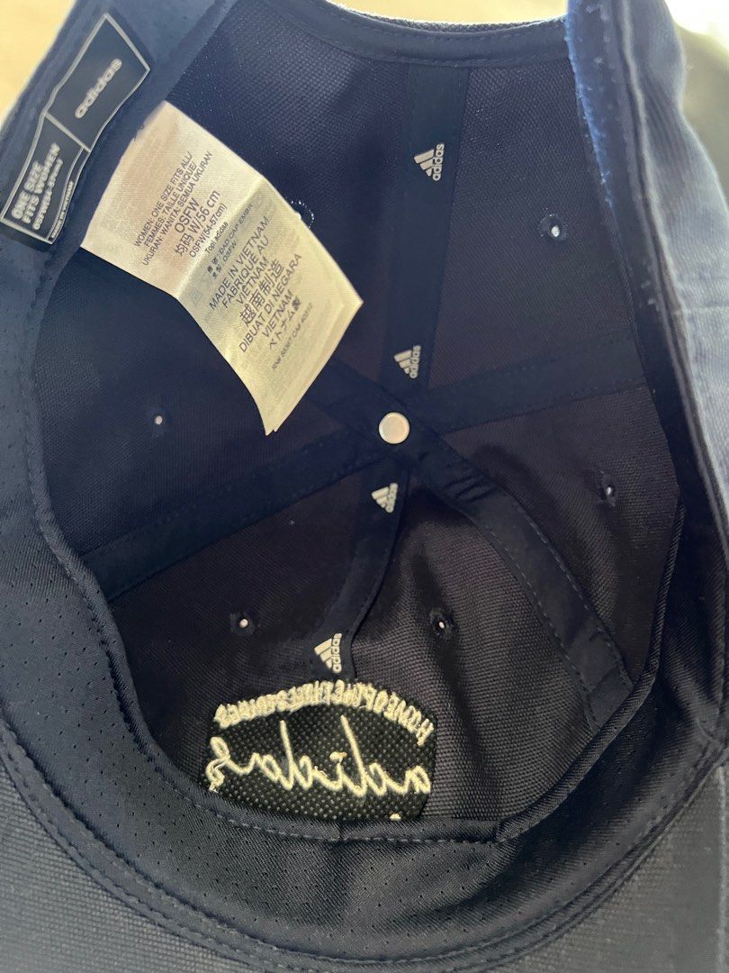 Adidas Women's Cap (Category: Hats & Beanies) located in Calamba. Submitted by hgrajo (Listing ID 1436522964, Image 3). Description: -Never worn (stuck in the closet) - Navy blue Adidas cap - Adidas logo on front, side, and inside - Adjustable fit - One Size Fits Women (OSFW 54-57cm) - Made in Vietnam.