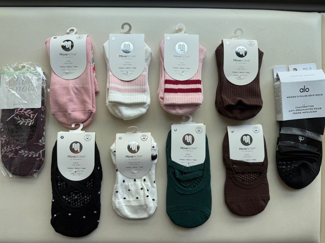 BNWT MoveActive & Alo Grip Socks (Category: Socks) located in Singapore. Submitted by omget (Listing ID 1436489803, Image 1). Description: - BNWT MoveActive and Alo grip socks - Variety of colors and patterns - Available sizes: XS, S Moveactive socks $20 per pair Alo yoga socks $30 Tavi socks $15 .