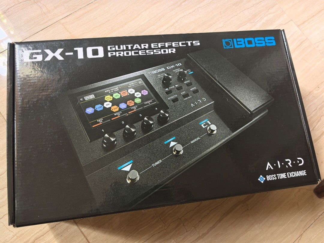 Boss GX-10 Guitar Effects Processor (Category: Musical Instruments) located in Carigara. Submitted by canel828 (Listing ID 1436648512, Image 1). Description: - Boss GX-10 Guitar Effects Processor - Brand new, unused condition - Includes original box - Features Boss Tone Exchange logo - Multi-effects unit with screen, knobs, and buttons.