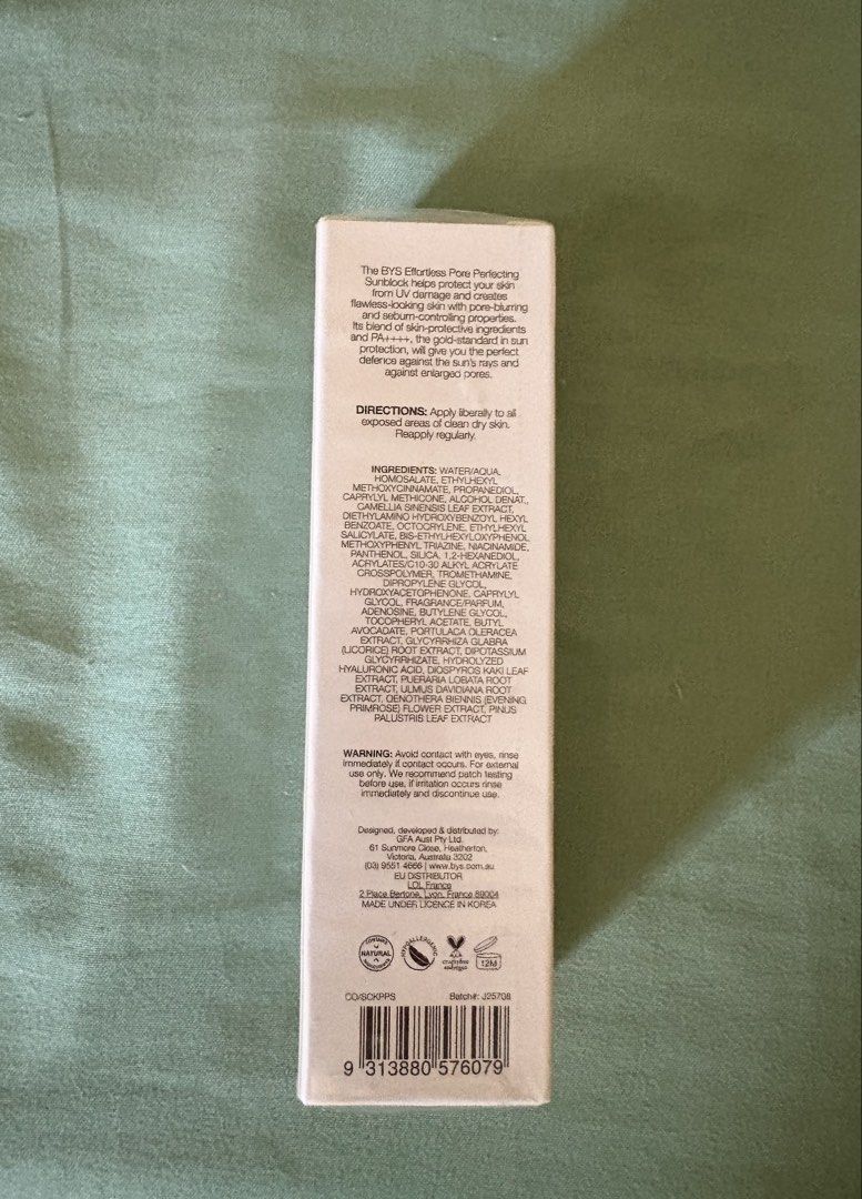 BYS Effortless Pore Perfecting Sunblock SPF 50 (Category: Face Care) located in Mandaluyong City. Submitted by bilinakayopls_ (Listing ID 1436487456, Image 3). Description: - BYS Effortless Pore Perfecting Sunblock with SPF 50 - 67ml size - Brand new and sealed - Originally purchased for ₱799.