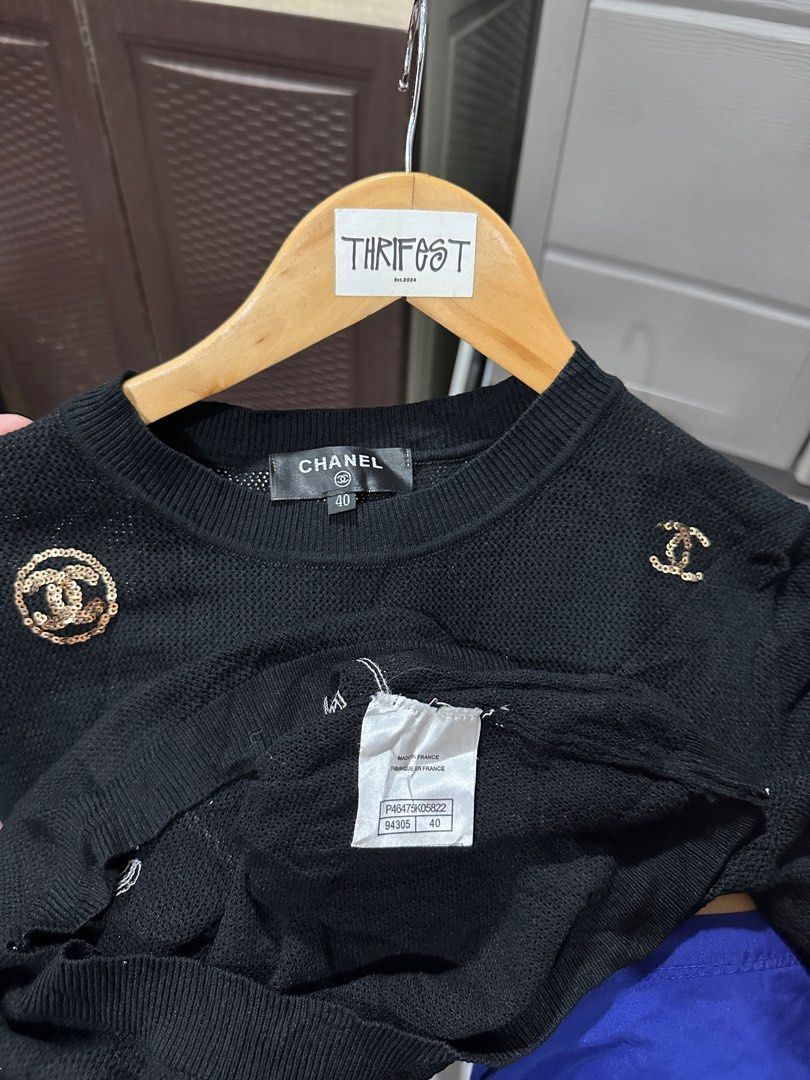 CHANEL knit top (Category: Blouses) located in Quezon City. Submitted by stussyxnike.666 (Listing ID 1436647206, Image 3). Description: Chanel.