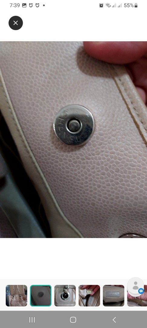 Chanel Tote Bag with Chain Straps (Category: Luxury Bags & Wallets) located in Paranaque City. Submitted by andim8 (Listing ID 1436649748, Image 2). Description: - Authentic Chanel Deauville tote bag in beautiful nude color - Beige leather exterior with embossed Chanel logo - Chain straps - Magnetic closure - Fabric lining with Chanel label and hologram sticker .