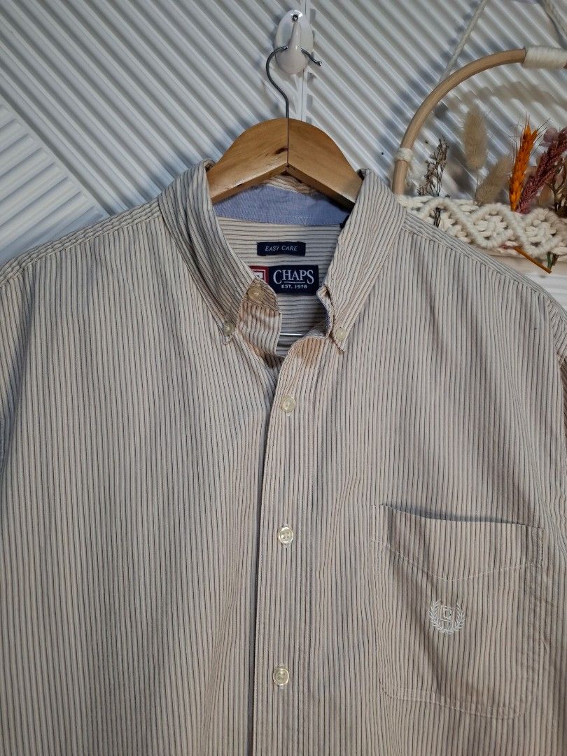 Chaps Striped Shirt (Category: Formal Shirts) located in Bulacan. Submitted by cathycampo51092 (Listing ID 1436629702, Image 1). Description: - Chaps striped shirt - Size: XL - Features: Button-down, chest pocket - Material: Easy iron - Measurements: Chest 24", Length 30" - Style: Classic, versatile.