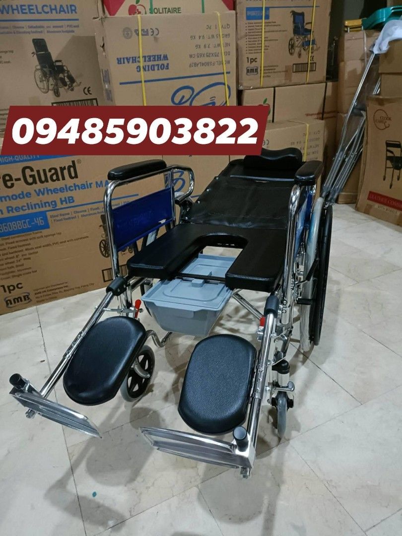 Commode reclining wheel chair (Category: Wheelchairs) located in Manila. Submitted by brightflower_273879 (Listing ID 1436526759, Image 1). Description: Brand new Heavy duty foldable high quality same day delivery .