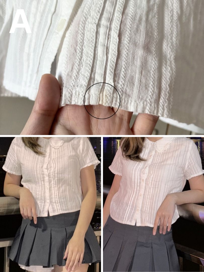 Dainty Sawako-inspired Tops (Category: Blouses) located in Quezon City. Submitted by astralfaerie (Listing ID 1436521179, Image 3). Description: • White dainty sawako-inspired shoujo tops • Selling each for Php 150, get all for Php 500• • Some tops have minor flaws (see photos) • Rfs: decluttering • Sizes: XS-S • Helping tags: babydoll, sawako, shoujo, ribbon top, ruffle top, chic top.