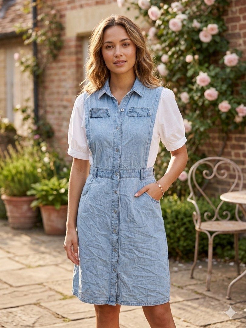 Denim and White Dress (Category: Dresses) located in Manila. Submitted by heyimliz (Listing ID 1430336046, Image 3). Description: Washable stains.