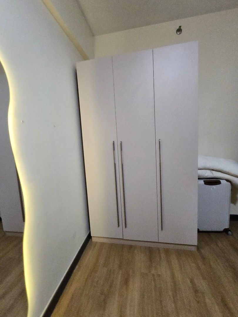 Elegant Wardrobe Chanel Gray (Category: Shelves, Cabinets & Racks) located in Manila. Submitted by nisalorraine (Listing ID 1436645108, Image 3). Description: Materials: Solid Wood, Particle Board with Duco Finish. Dimensions. Length: 120 Width: 62 Height: 210 Color: Chanel Gray Bought for 24k last Aug 2025 with receipt at Furniture Republic Selling For 17k only Reason for selling: No longer need the cabinet because we're moving out .