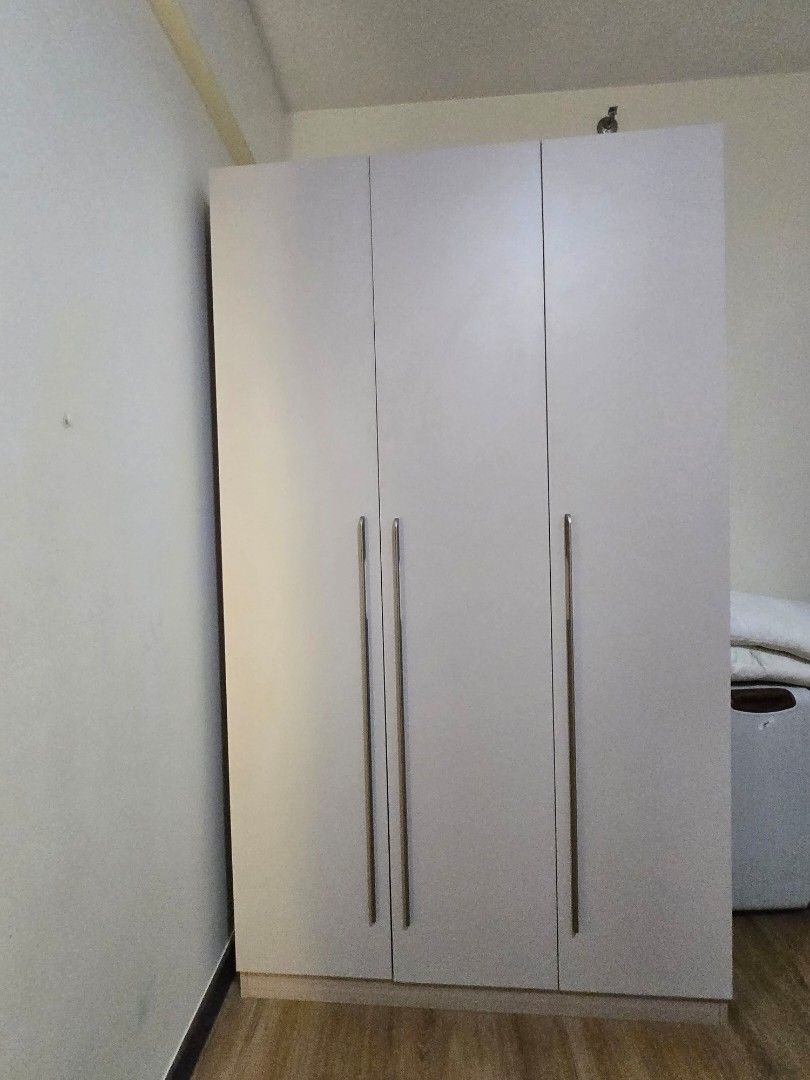 Elegant Wardrobe Chanel Gray (Category: Shelves, Cabinets & Racks) located in Manila. Submitted by nisalorraine (Listing ID 1436645108, Image 1). Description: Materials: Solid Wood, Particle Board with Duco Finish. Dimensions. Length: 120 Width: 62 Height: 210 Color: Chanel Gray Bought for 24k last Aug 2025 with receipt at Furniture Republic Selling For 17k only Reason for selling: No longer need the cabinet because we're moving out .